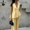 Moda Donna Casual Estate Primavera Tinta Unita Stampa Senza Maniche Scollo a V Pantaloni Tuta