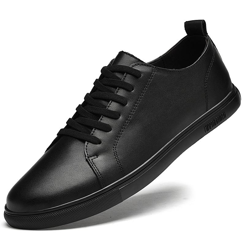 

Роскошные мужские уличные слипоны Дышащие кроссовки Натуральная кожа на шнуровке мужские Белые туфли Классические универсальные Повседневные туфли 44 чёрный