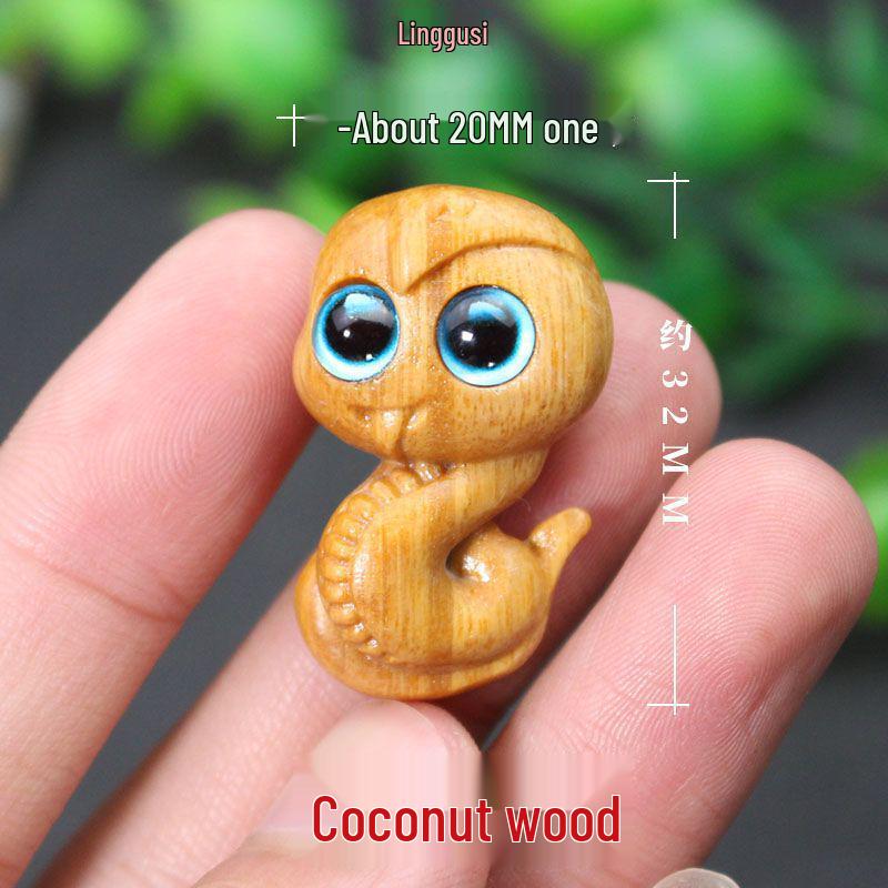 Creative Snake Zodiac Pendant: Sandalwood Carved Charm for DIY Keychains and Phone Bags