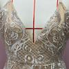 Women's Sexy Sparkly Mermaid Maxi Dress Sleeveless Deep V Neck High Slit Bodycon Dress Floral Lace Formal Evening Party Gown