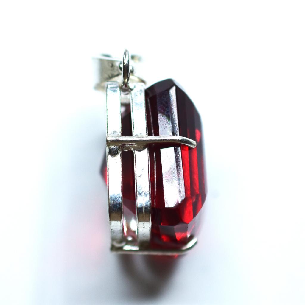 Natural Red Topaz 925 Sterling Silver Pendant Square 92.15 Ct Gem CERTIFIED my-357-k