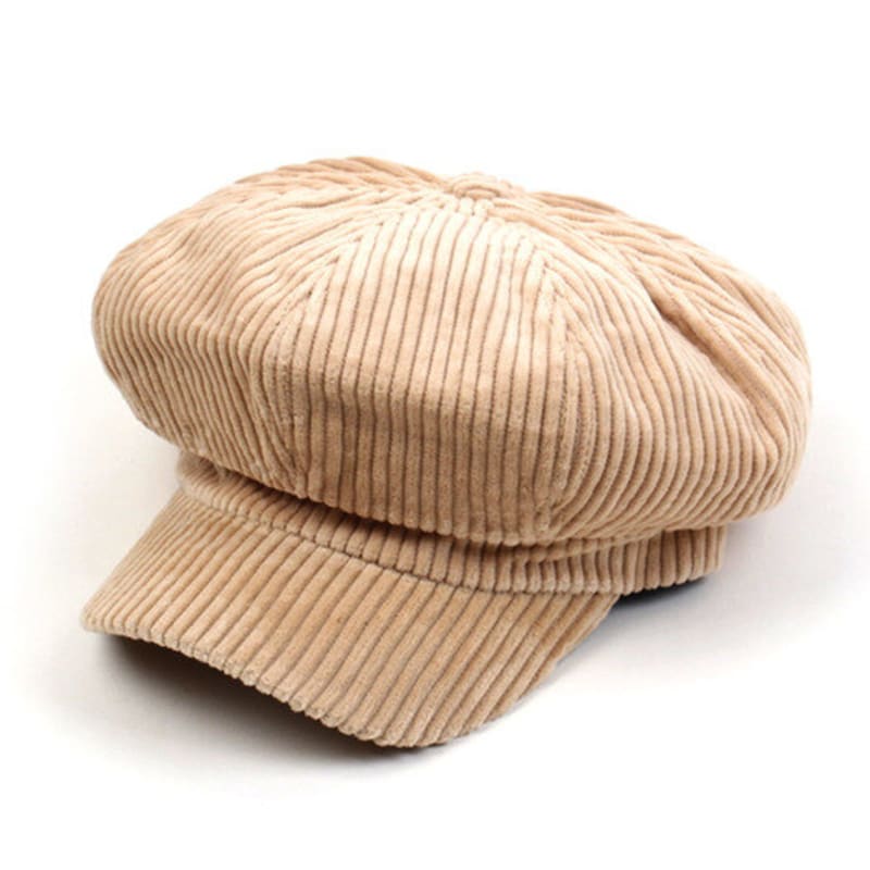 

Универсальная химия Кепка газетчика из вельвета бежевого цвета с поясом FREE