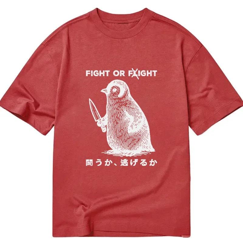 FIGHT OR FLIGHT Printed Cotton Meme Tshirt Men and Women Fashion Comfortable Short Sleeved Shirt SpringSummer New Collection