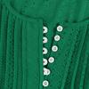 Women's Color Hollow V-neck Button-down Flared Three-quarter Sleeve Top