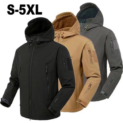 Giacche SoftShell Invernali da Uomo Tattiche Impermeabili Cappotto con Cappuccio da Combattimento Pesca Escursionismo Campeggio Arrampicata Sci Pantaloni