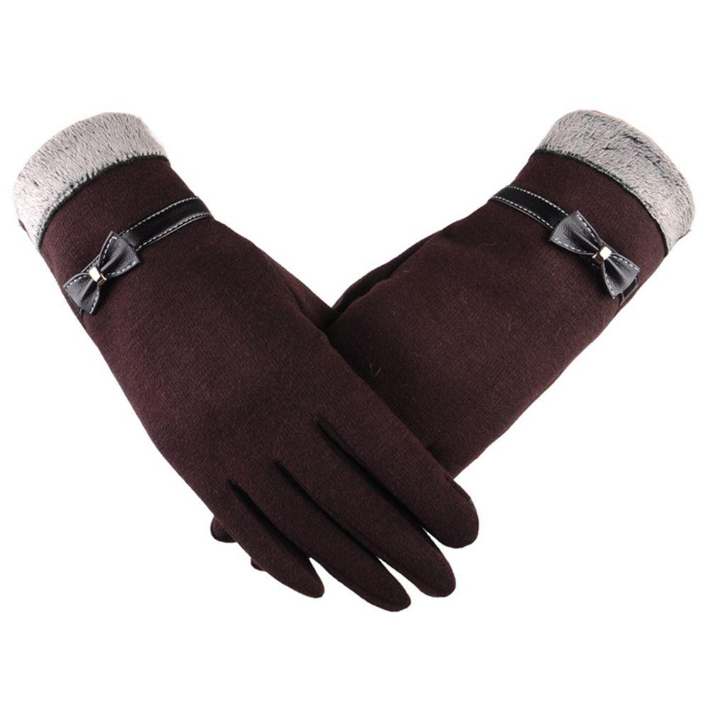Warm Driving Outdoor Plush Fashion Accessories Full Finger Gloves Bow Mittens TouchScreen Gloves