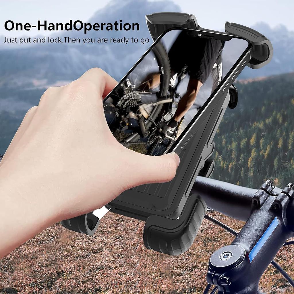 Bike Motorcycle Phone Mount,[Super Stable Metal] Bike Motorcycle Phone Holder With Security Lock, Bicycle Phone Mount With Soft Cushion & Adjustable