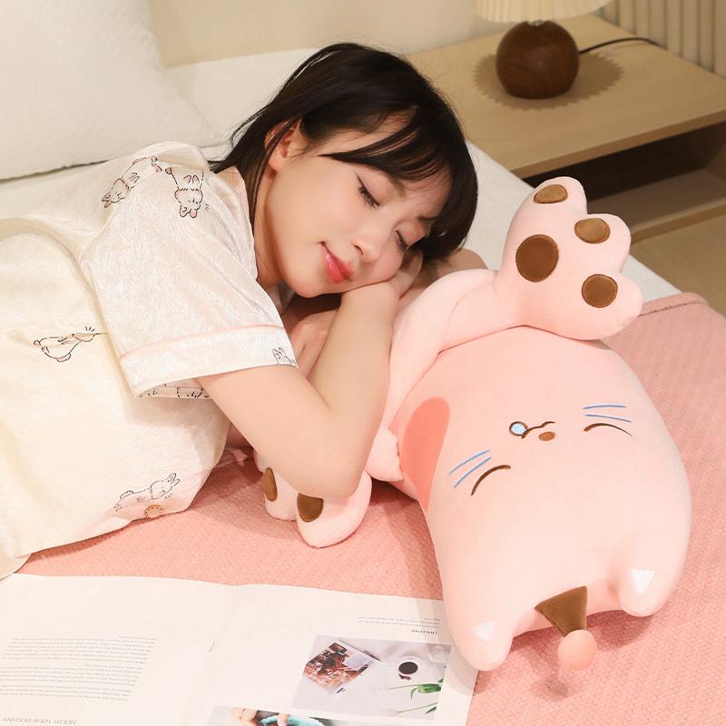 100/130 Cm Large Snuggling Cat Snuggly Dolls Filled Warm Breathable Sleepy Kitten Toss Throw Pillow Room Display Sweet Little Ones Keepsake