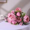 Faux Peony Bouquet 13 Heads Flowers Bud Vintage Artificial Peony 47cm Silk Flowers for Wedding Home Decoration,1pc
