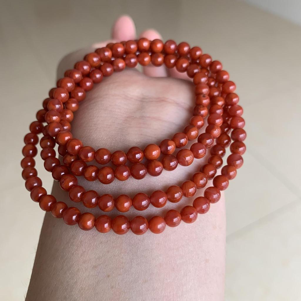 Red Nan Hong Chuan 4-Loop Prayer Beads Bracelet