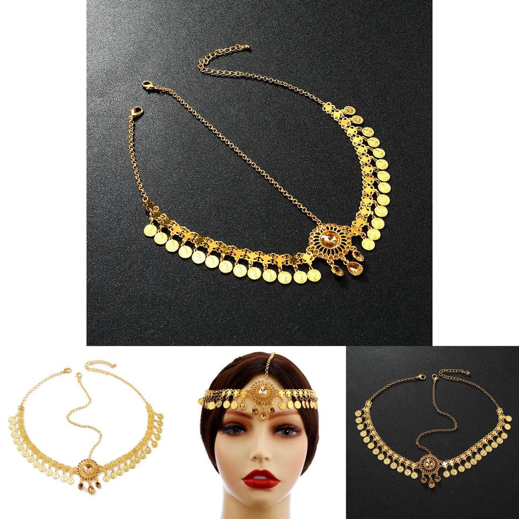 Elegant Simulation Crystal Decoration Gold Women Headwear With Tassel Design For Brides And Special Occasions