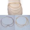 Geometric Metal Body Chain With Gold And White K Accents For Unisex Adult Fashion Jewelry