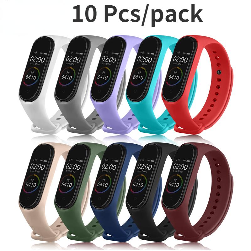

10 штук/упаковка Ремешок для Xiaomi Band 7 6 5 4 3 Силиконовый браслет для Mi Band for xiaomi band 5 6