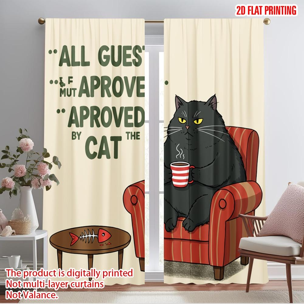 

2pcs 2D flat printing Drapes Cat Approved Guest Polyester Without Electricity Festive Wall Decor Use for Multipurpose Event 52.50×116.00 CM 2pcs