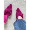 Fashion New Slippers Casual Shoes Woman Pink Slides Shallow Butterfly-Knot Med Cover Toe Fur Flip Flops Pantofle Luxury Plush Pumps