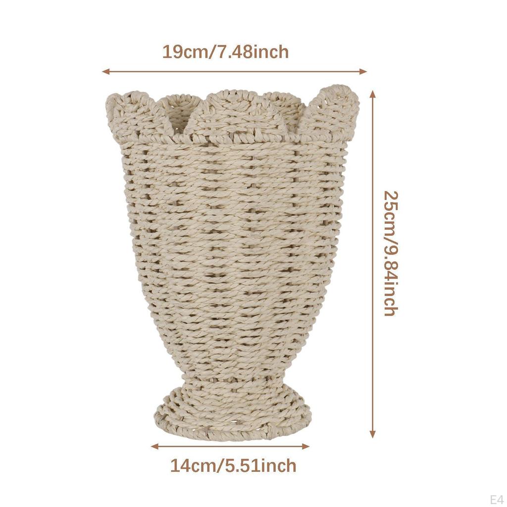 Woven Flower Pot, Floral Container, Multifunctional Tabletop Ornament, Decorative Basket for Home