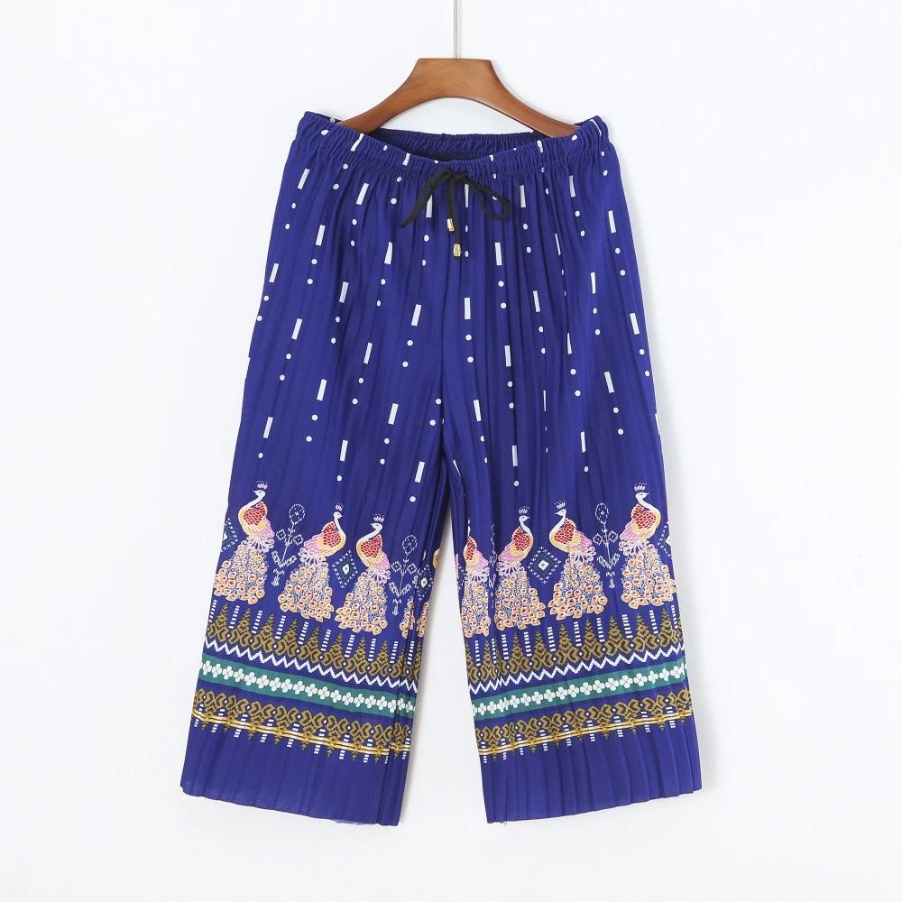Dlouhé Volné Kalhoty Sloní Nohy Nastavitelný Elastický Pás Šňůrka Ženy Muži Unisex Potisk Thajsko Ležérní Streetwear Pláž Léto Bohémský Retro Vintage