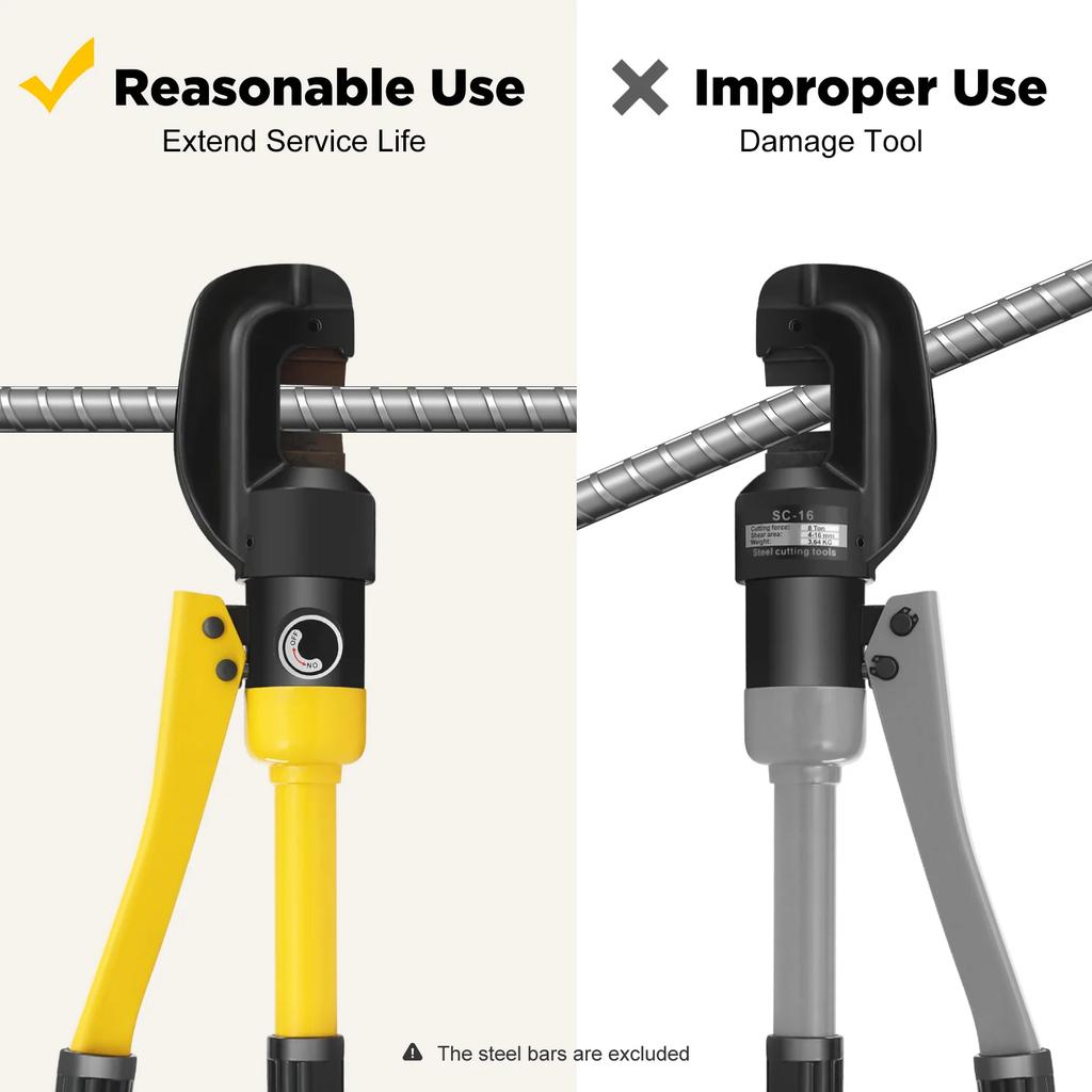 Portable 8t Hydraulic Cutter Steel Cutter,Hydraulic Bolt Cutter 4mm-16mm W/Case&Hex Key,C-Shaped Head,0.16-0.63in Cutting Range