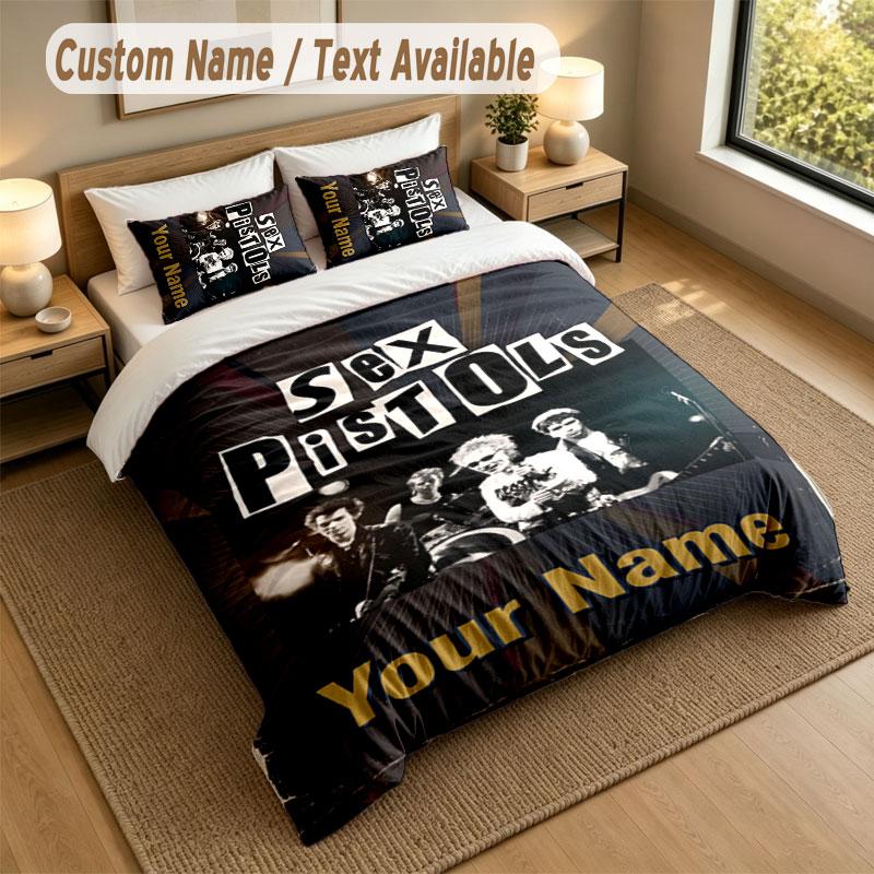 Bedding Set 1 Duvet Cover 2 Pillowcases Sex Pistols Print Soft Bed Linen Bedroom Decor