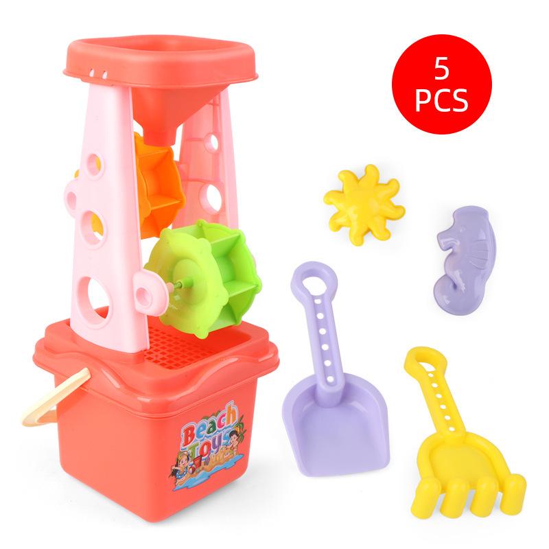 733# 19-teiliges Cartoon-Strandspielzeugset für Kinder - Sandgraben, Wasserspiele, Rollenspiele mit Sanduhr & großer Schaufel