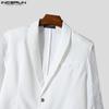 INCERUN Men Lapel Long Sleeve Lace Crochet Patchwork Party Blazer Coats