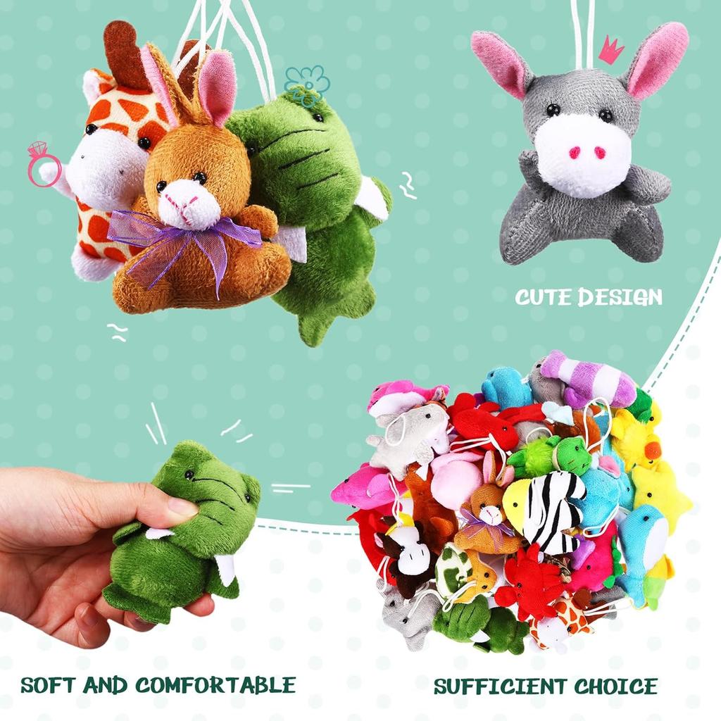 Sumind 42 Pcs Mini Stuffed Animals Toys Set Small Plush Keychain Decorations for Teacher Student Award, Carnival Prizes, Goodie Bags Filler,