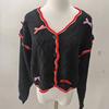 Ju Jingyi Inspired Contrast Lace Cable Knit Cardigan Sweater for Women