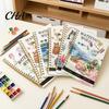Floral And Daily Object Coloring Watercolor Book, Clean Bright Patterns Design, Thick Book for Kids Paper Multi-theme Paint Art Skill Development