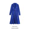 Kaslead New Women Clothes Western Style With Belt Single-Breasted Lapel Shirt Dress
