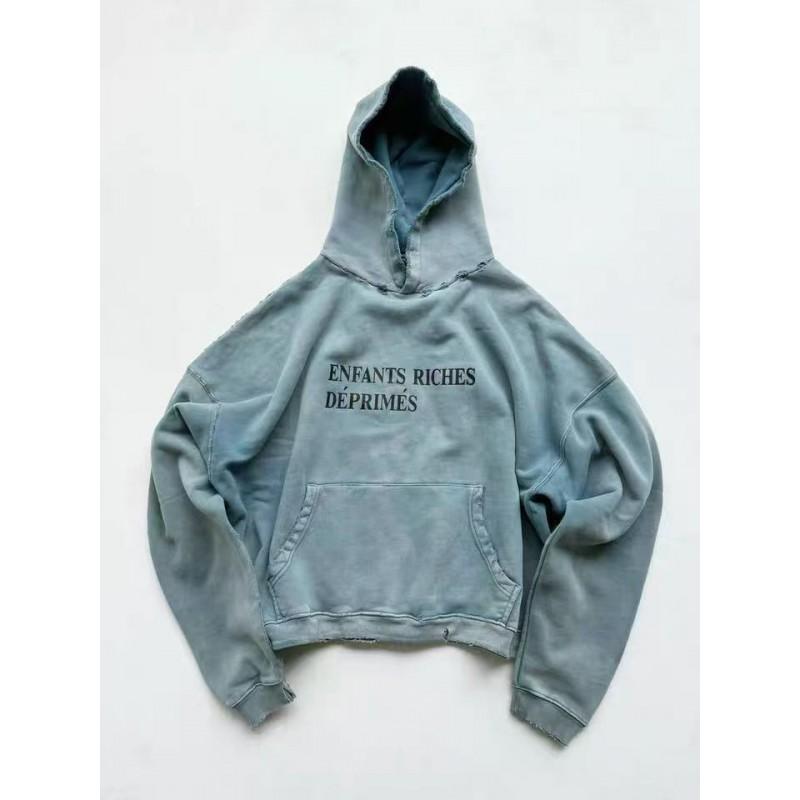 Unisex Oversized Hoodie With Distressed Washed Print Streetwear Cotton Sweatshirt Fall