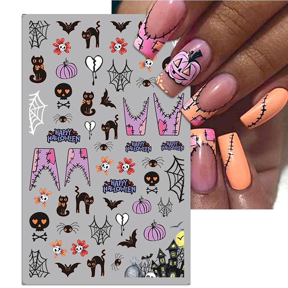 5 Sheets Halloween Nail Art Stickers For DIY Nail Supplies Decoration