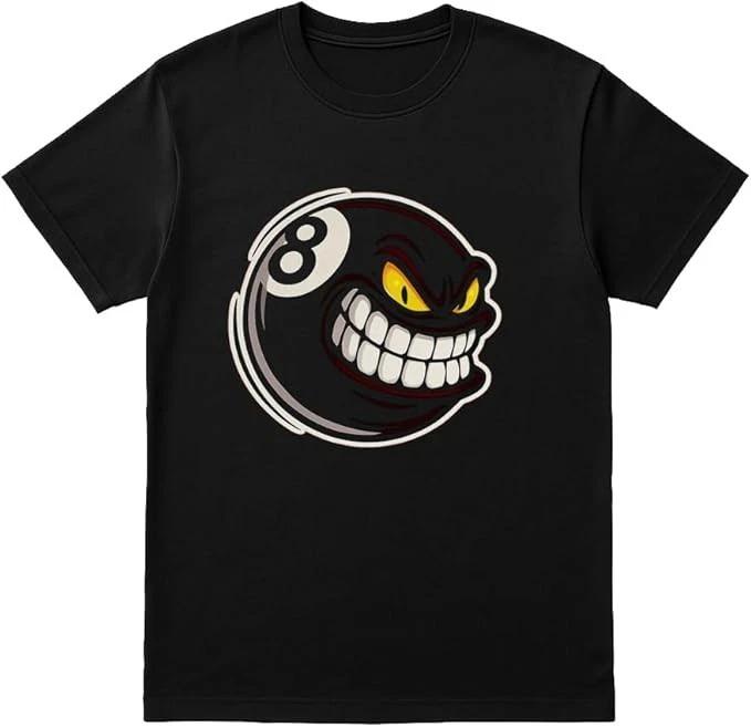 Angry 8 Ball T-Shirt Unisex – Funny Cartoon Pool Billiards Graphic Tee XXXL