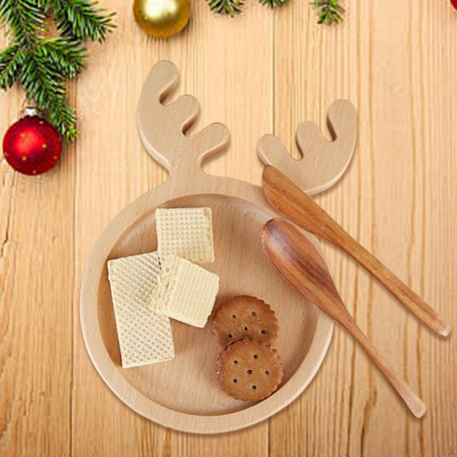 

Різдвяний дерев яний піднос Тарілка із сухофруктами Сирна дошка Блюдо для сніданку Дерево Elk