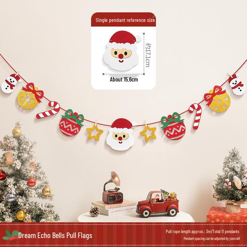 Christmas Tree Hanging Ornaments & Festive Decorations with Atmosphere Lights & Pull Flowers