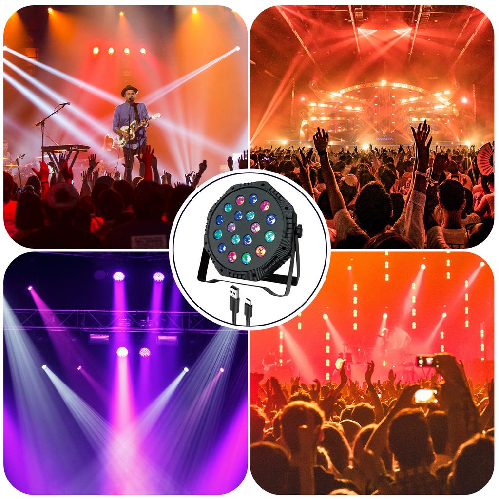 36-LED USB PAR Light, 18 Multi-color RGB LEDs, With Remote Control, For Stage Lighting.