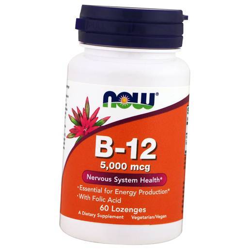 

Фолієва кислота та Вітамін В12, Vitamin B-12 5000, Now Foods 60льодяників (36128196) 60Lozenges