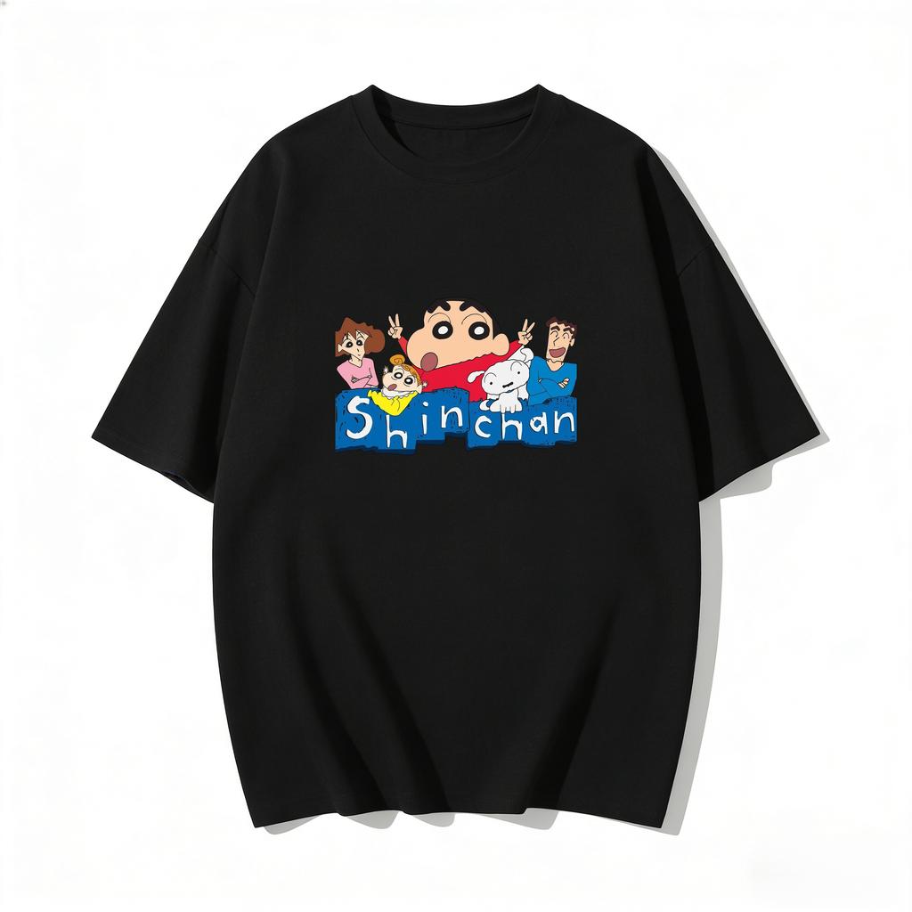 Crayon Shinchan Cute Cartoon T Shirt Couple Clothes Family Matching Tee Summer Casual Short Sleeve Cotton Top Fashion Streetwear