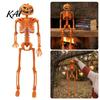 Hard Plastic Skeleton 40cm Pumpkin Head for Halloween Decoration, Movable Joint Flexible Jointed Figure Skull Figurine with Hanging Lanyard,