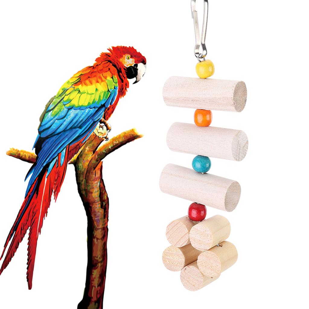 Flower Shaped Cage Wooden Hanging Bite Resistant Toy with Colorful Beads (Large Size)