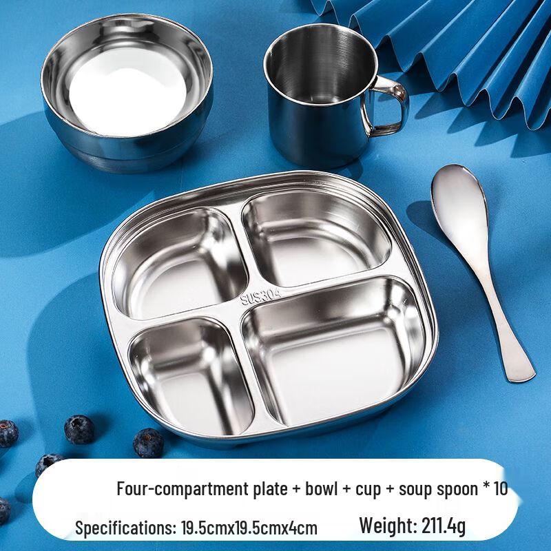 Kids' Stainless Steel Divided Dinner Plate Set