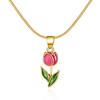 Vintage Emaille Tulpe Halskette für Damen Goldfarbe Schlangenkette Anhänger Halskette 2026 Frühlingstrend Ästhetischer Schmuck Geschenk