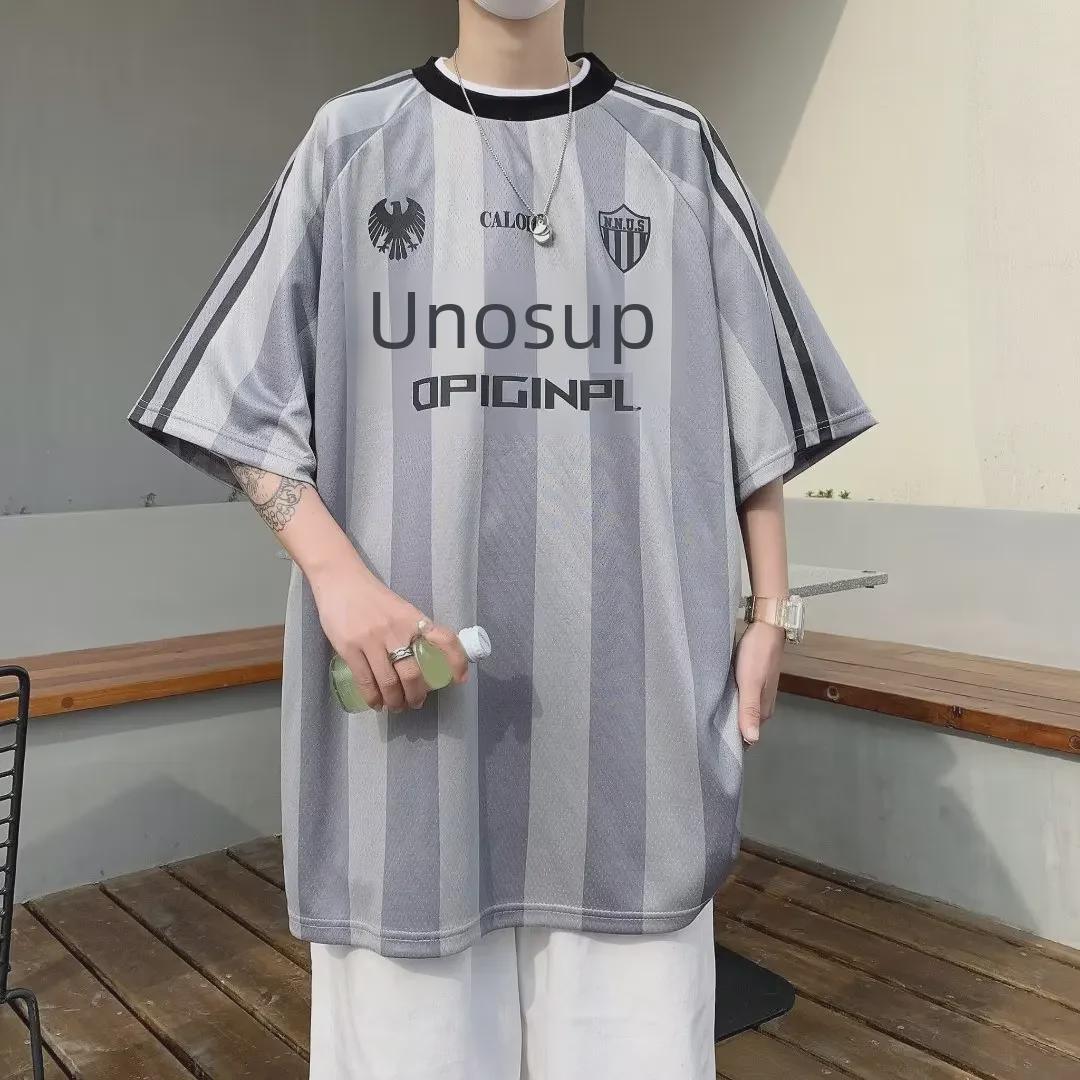 

Мужские полосатые сетчатые быстросохнущие футболки - с короткими рукавами, свободного кроя Double Extra Large серый