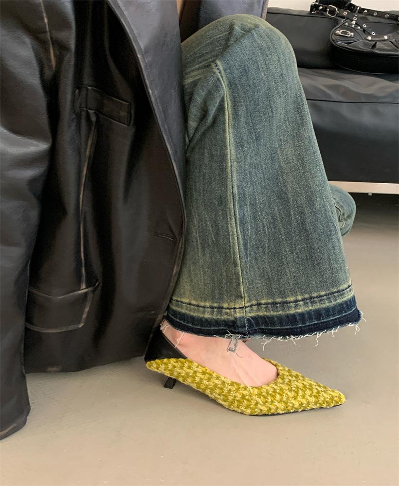 

New 2025 European and American style comfortable women s shoes two wear low-heeled women s shoes Mao Mao shoes thin-heeled light-mouth women s shoes 39 зелёный