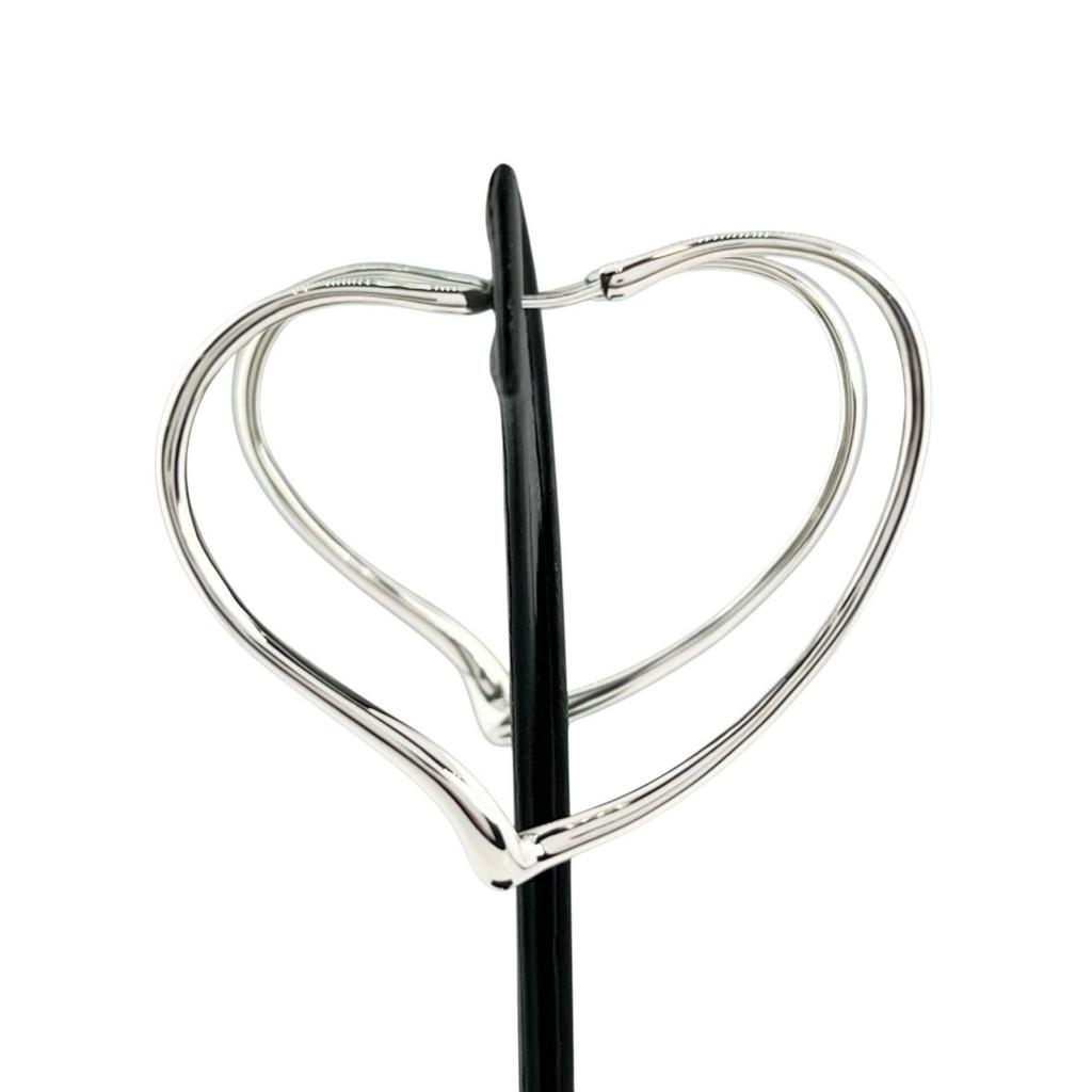 Excellent TIFFANY&Co. Pierce Elsa Peretti Open Heart Hoop Silver AG925 Women Used