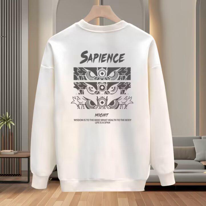 Men s Retro Lion Dance Print Hoodie, Velvet Lined, Round Neck, Winter 2025 Trend, Long Sleeve. L