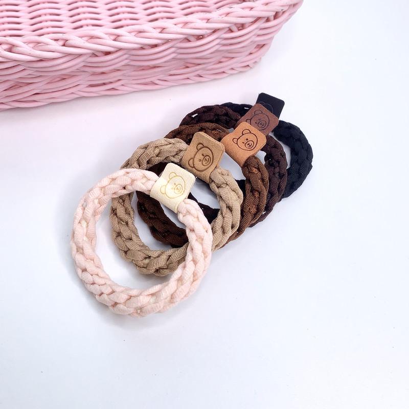 Korean Style Braided Hair Tie Scrunchie - High Ponytail Leather Cover, Customizable Logo