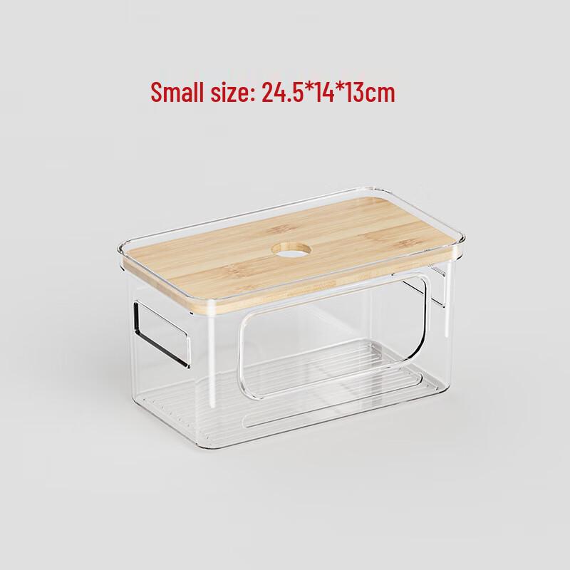 Прозрачный ящик для хранения на кухню и стол Guangzhuojia с бамбуковой крышкой