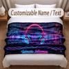 Music Theme Soft Blanket Personalized Custom Name Text Print Warm Blanket Home Sofa Bedroom Decor