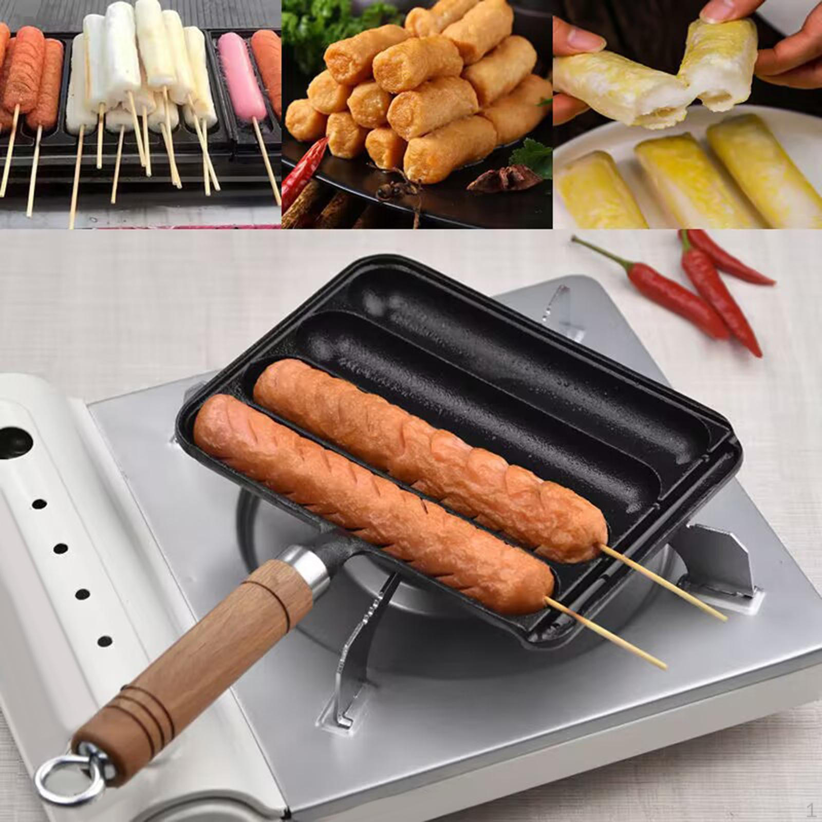 Сковорода-гриль, формы для выпечки рулетов и закусок, чугунная сковорода с деревянной ручкой, гриль для корн-догов Square