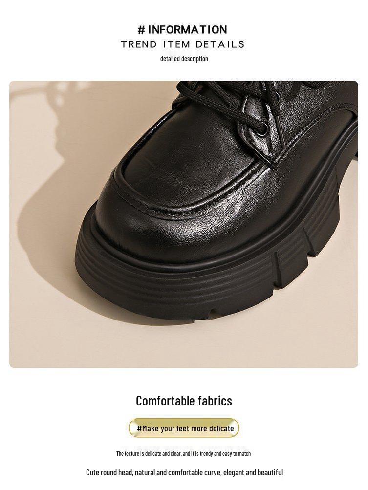 Dámské mokasíny v britském stylu z černé kůže - Zimní, sametově podšité, hřejivé, silná podrážka